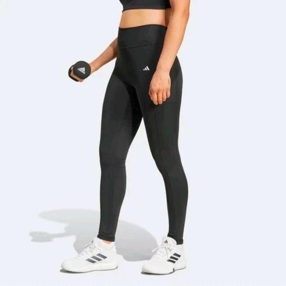 Adidas Optime 1/1 Training Tights High Full Length Stretch Stash Pock Womens L